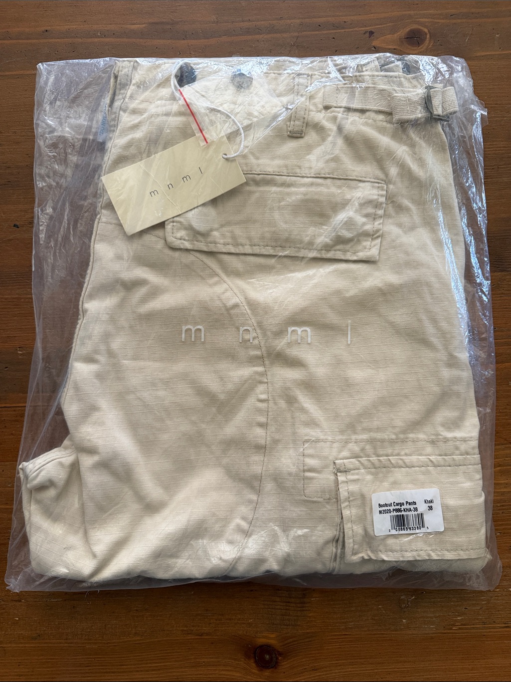 Mnml Khaki Bootcut Cargo Pants With Utility Pockets